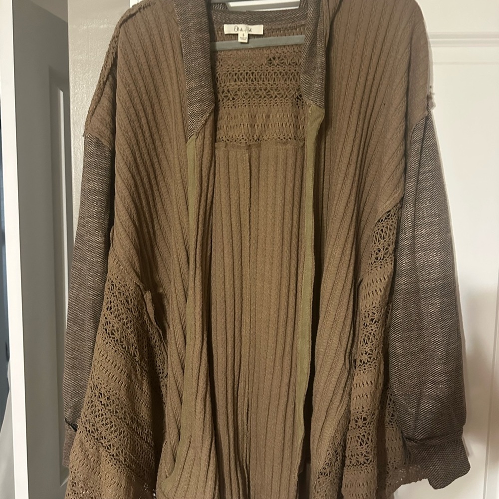 Oli & Hali Brown Open Knit Crochet Cardigan
